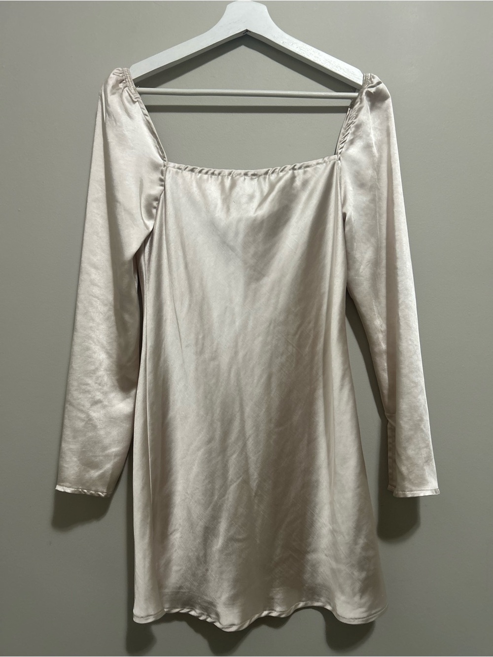 Women's Champagne Satin Mini Dress - Picture 7 of 13